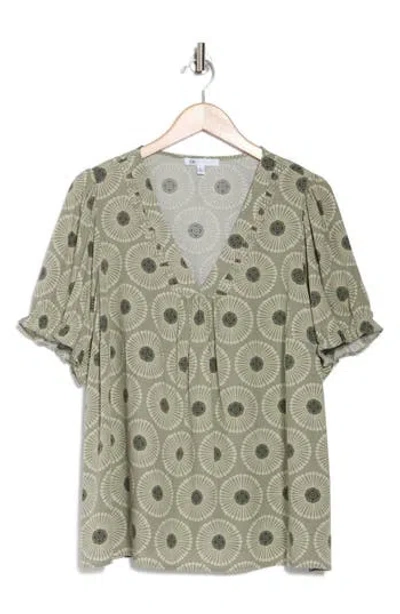 Dr2 By Daniel Rainn V-neck Flutter Sleeve Top In Sage