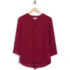 Dr2 By Daniel Rainn V-neck Roll Sleeve Top In Pink