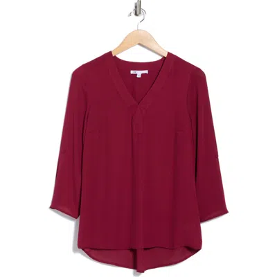 Dr2 By Daniel Rainn V-neck Roll Sleeve Top In Pink