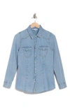 Dr2 By Daniel Rainn Western Long Sleeve Denim Shirt In Acid Wash Blue