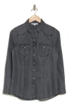 Dr2 By Daniel Rainn Western Long Sleeve Denim Shirt In Black Acid Wash