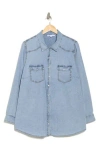 Dr2 By Daniel Rainn Western Long Sleeve Denim Shirt In Light Blue Wash