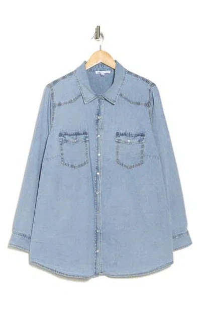 Dr2 By Daniel Rainn Western Long Sleeve Denim Shirt In Light Blue Wash