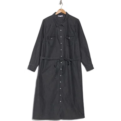Dr2 By Daniel Rainn Western Long Sleeve Shirtdress In Washed Black