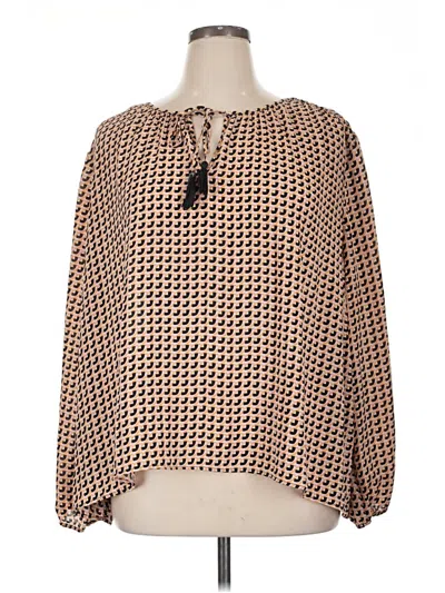 Pre-owned Dr2 Long Sleeve Blouse In Brown