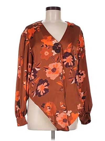 Pre-owned Dr2 Long Sleeve Blouse In Brown