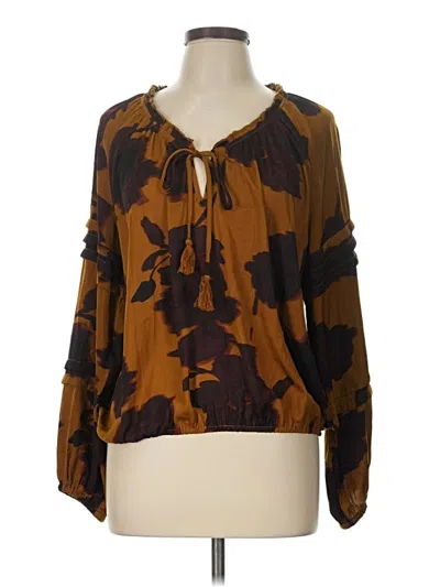 Pre-owned Dr2 Long Sleeve Blouse In Brown