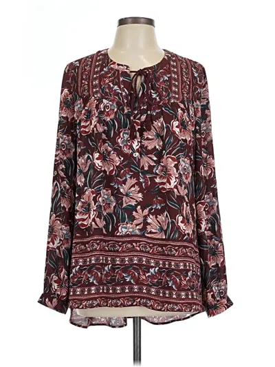 Pre-owned Dr2 Long Sleeve Blouse In Burgundy