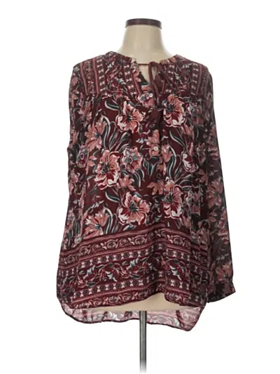 Pre-owned Dr2 Long Sleeve Blouse In Burgundy