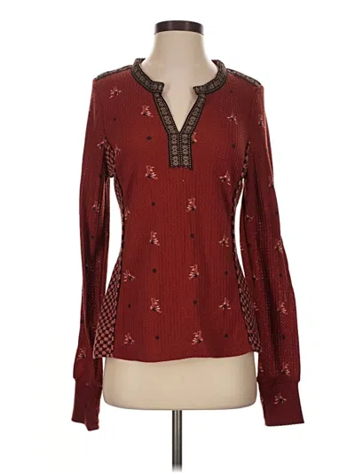 Pre-owned Dr2 Long Sleeve Blouse In Burgundy