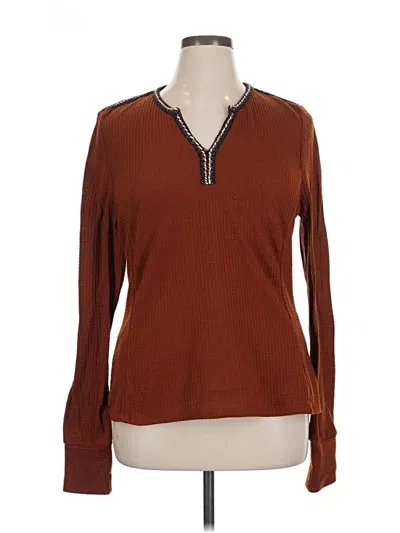 Pre-owned Dr2 Long Sleeve Henley Shirt In Brown
