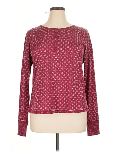 Pre-owned Dr2 Long Sleeve Top Burgundy Crew Neck Tops