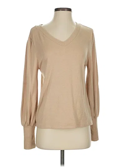 Pre-owned Dr2 Long Sleeve Top Tan V-neck Tops