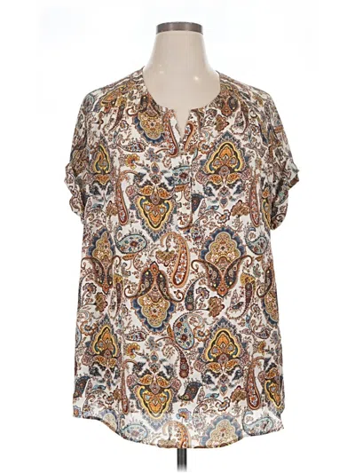 Pre-owned Dr2 Short Sleeve Blouse In Brown