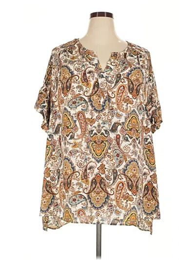 Pre-owned Dr2 Short Sleeve Blouse In Brown
