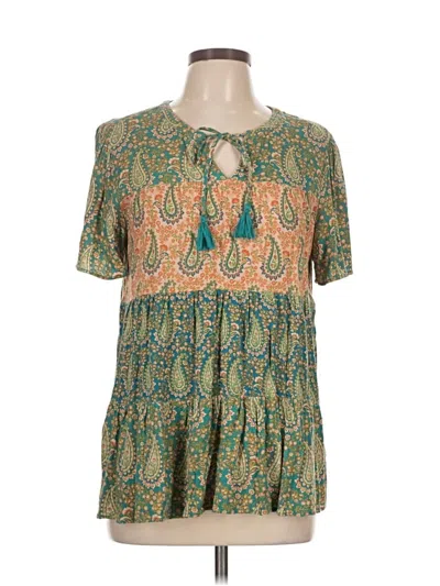 Pre-owned Dr2 Short Sleeve Blouse In Green