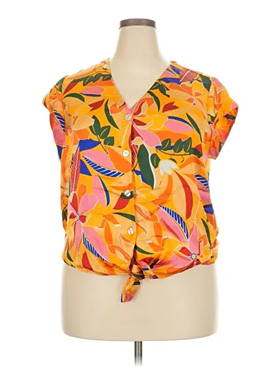 Pre-owned Dr2 Short Sleeve Blouse In Orange