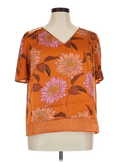 Pre-owned Dr2 Short Sleeve Blouse In Orange