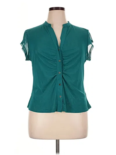 Pre-owned Dr2 Short Sleeve Blouse In Teal