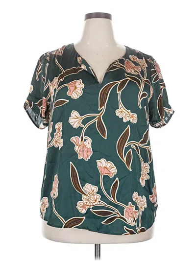 Pre-owned Dr2 Short Sleeve Blouse In Teal