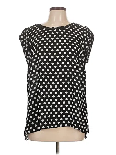 Pre-owned Dr2 Short Sleeve Top Black Polka Dots Pattern Square Neckline Tops
