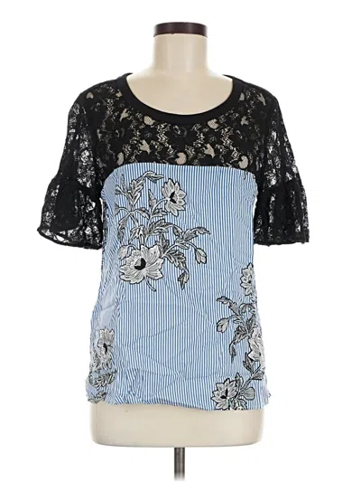 Pre-owned Dr2 Short Sleeve Top Blue Scoop Neck Tops