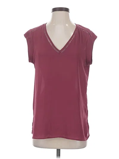 Pre-owned Dr2 Short Sleeve Top Burgundy V-neck Tops