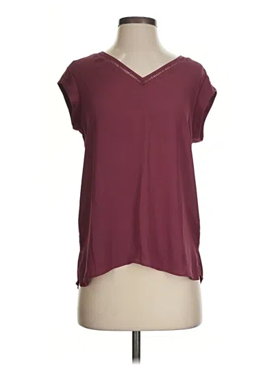 Pre-owned Dr2 Short Sleeve Top Burgundy V-neck Tops