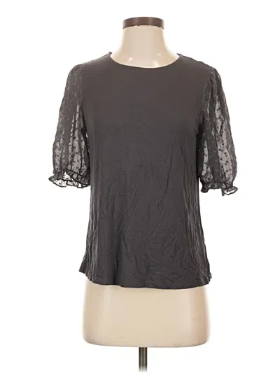 Pre-owned Dr2 Short Sleeve Top Gray Keyhole Neckline Tops