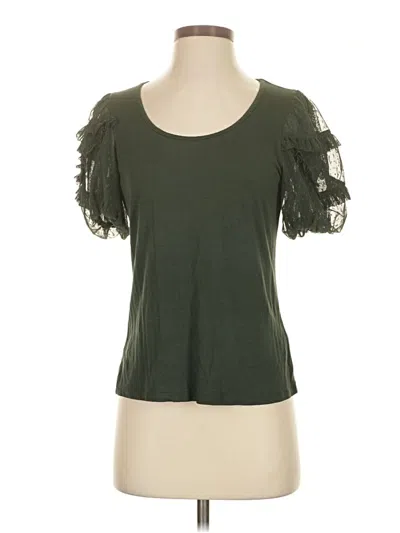 Pre-owned Dr2 Short Sleeve Top Green Sweetheart Neckline Tops