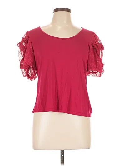 Pre-owned Dr2 Short Sleeve Top Red Sweetheart Neckline Tops