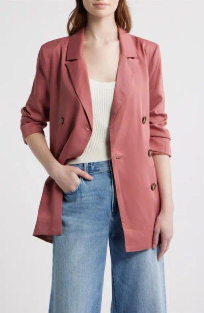 Dra Anthony Double Breasted Longline Blazer In Red