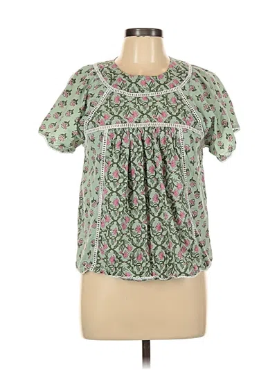 Pre-owned Dra Los Angeles Short Sleeve Blouse In Green