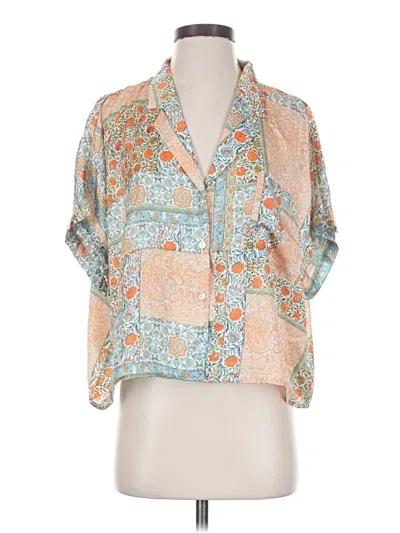 Pre-owned Dra Los Angeles Short Sleeve Blouse In Orange