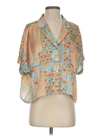 Pre-owned Dra Los Angeles Short Sleeve Blouse In Orange