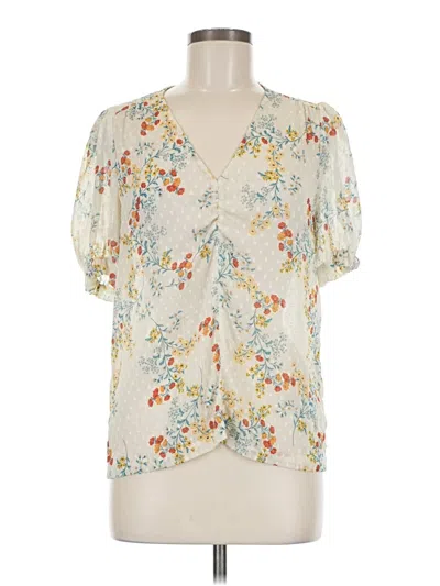 Pre-owned Dra Los Angeles Short Sleeve Blouse In White