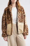Dra Lucien Leopard Mixed Media Jacket In Brown