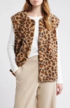Dra Sandy Leopard Faux Shearling Vest In Brown