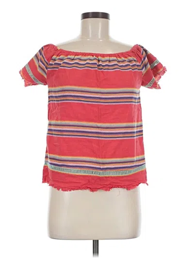 Pre-owned Dra Short Sleeve Top Pink Off The Shoulder Neckline Tops