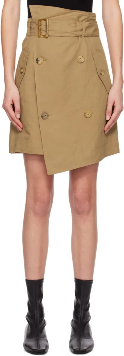 Drae Brown Trench Miniskirt In Beige