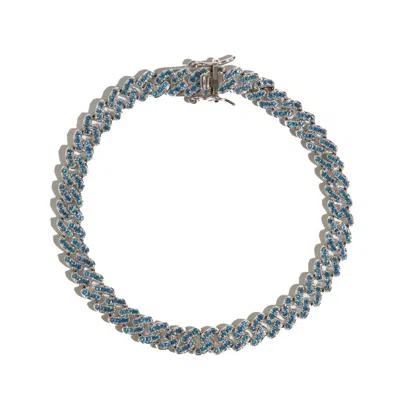 Drae Collection Women's Blue / Silver Thin Havana Anklet Silver Blue