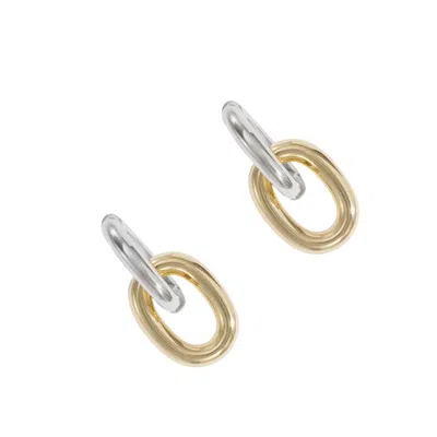 Drae Collection Women's Gold / Silver Oval Link Bare Pendant Hoops Mix Metal