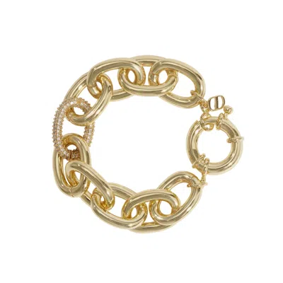 Drae Collection Women's Oval Link Pavé Bracelet Gold