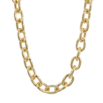 Drae Collection Women's Oval Link Pavé Necklace Gold