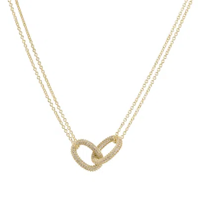 Drae Collection Women's Oval Link Pavé Pendant Gold