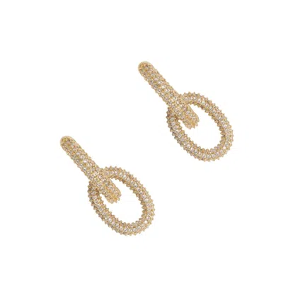 Drae Collection Women's Oval Link Pavé Pendant Hoops Gold