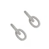 Drae Collection Women's Oval Link Pavé Pendant Hoops Silver In Silver