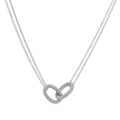 Drae Collection Women's Oval Link Pavé Pendant Silver