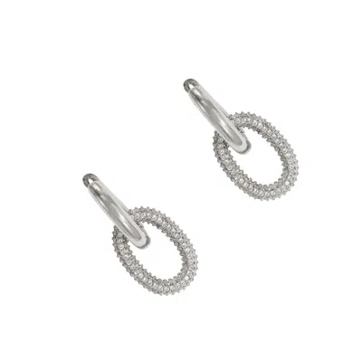 Drae Collection Women's Oval Link Pendant Hoops Silver