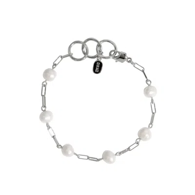 Drae Collection Women's Paperclips & Pearls Bracelet Silver